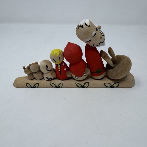 Vintage Russian Christmas Penka Wooden Figurines on Sled Hand Painted 1988 - Picture 3 of 6